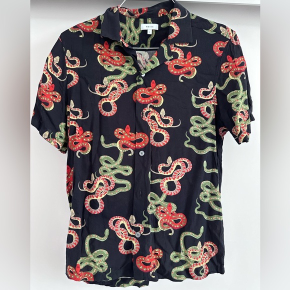Reiss Snake Print Cuban Collar Shirt - Picture 1 of 1